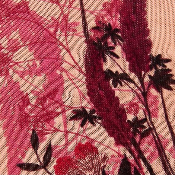 Super Soft Peach Floral Cold Shoulder Babydoll Top - Picture 7 of 7